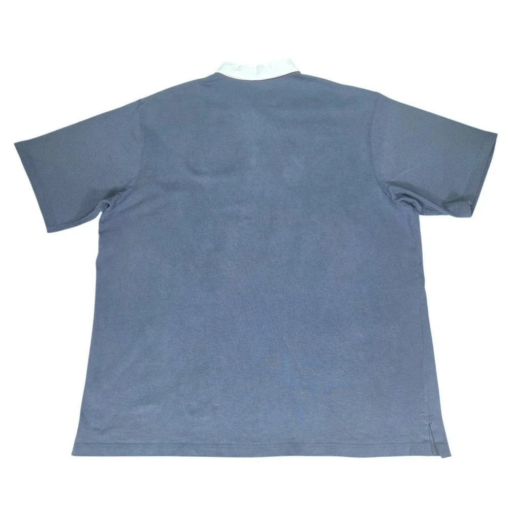 Vtg Polo Ralph Lauren Rugby Shirt Mens XL Blue‎ Short Sleeve Contrast Collar Y2K